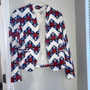 White Printed blazer jacket